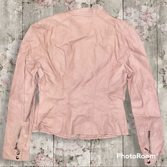 BLACK RIVET Faux Leather Moto Jacket, Pink, Wmn's LG - Picture 2 of 8